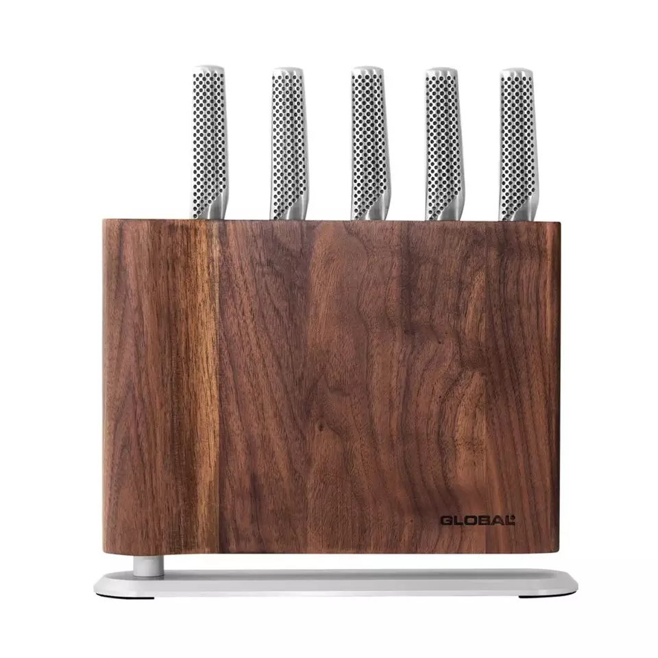 Global Uko Knife Block Set - Walnut